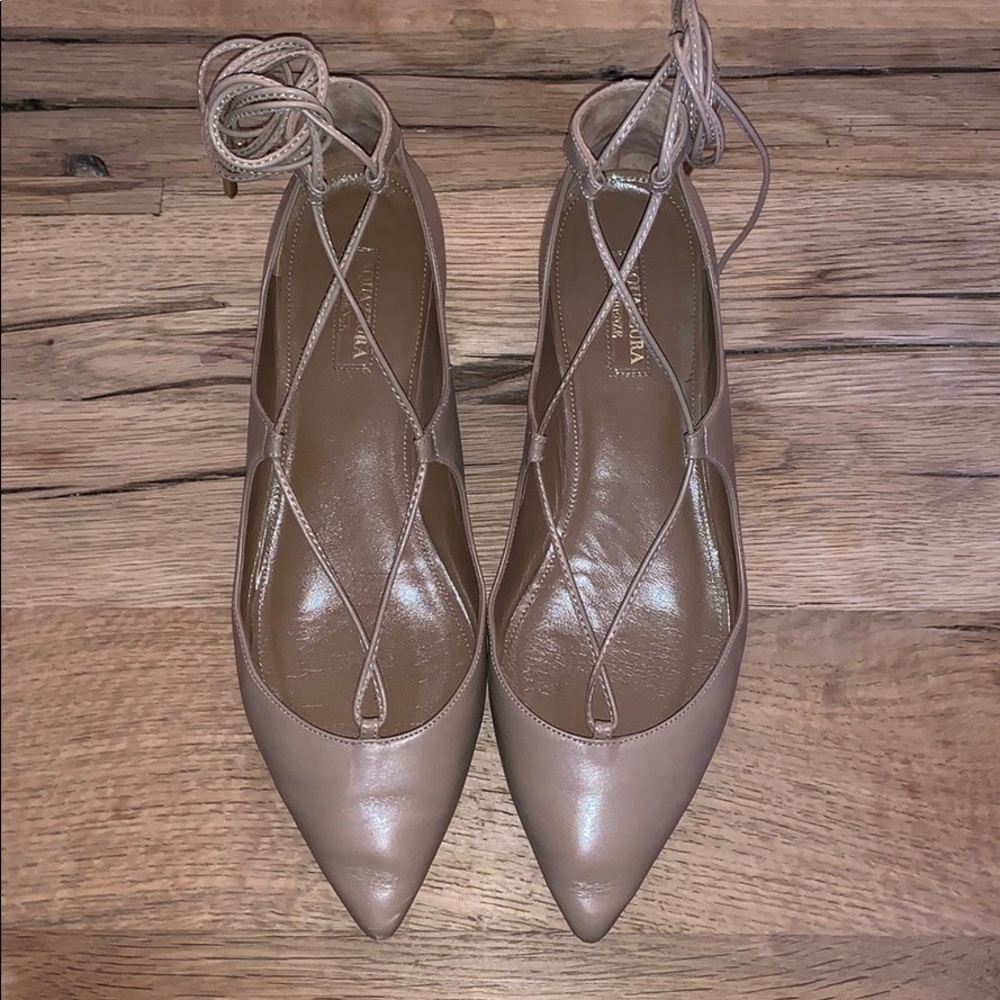 Aquazzura Christy Lace-Up Flat, 38